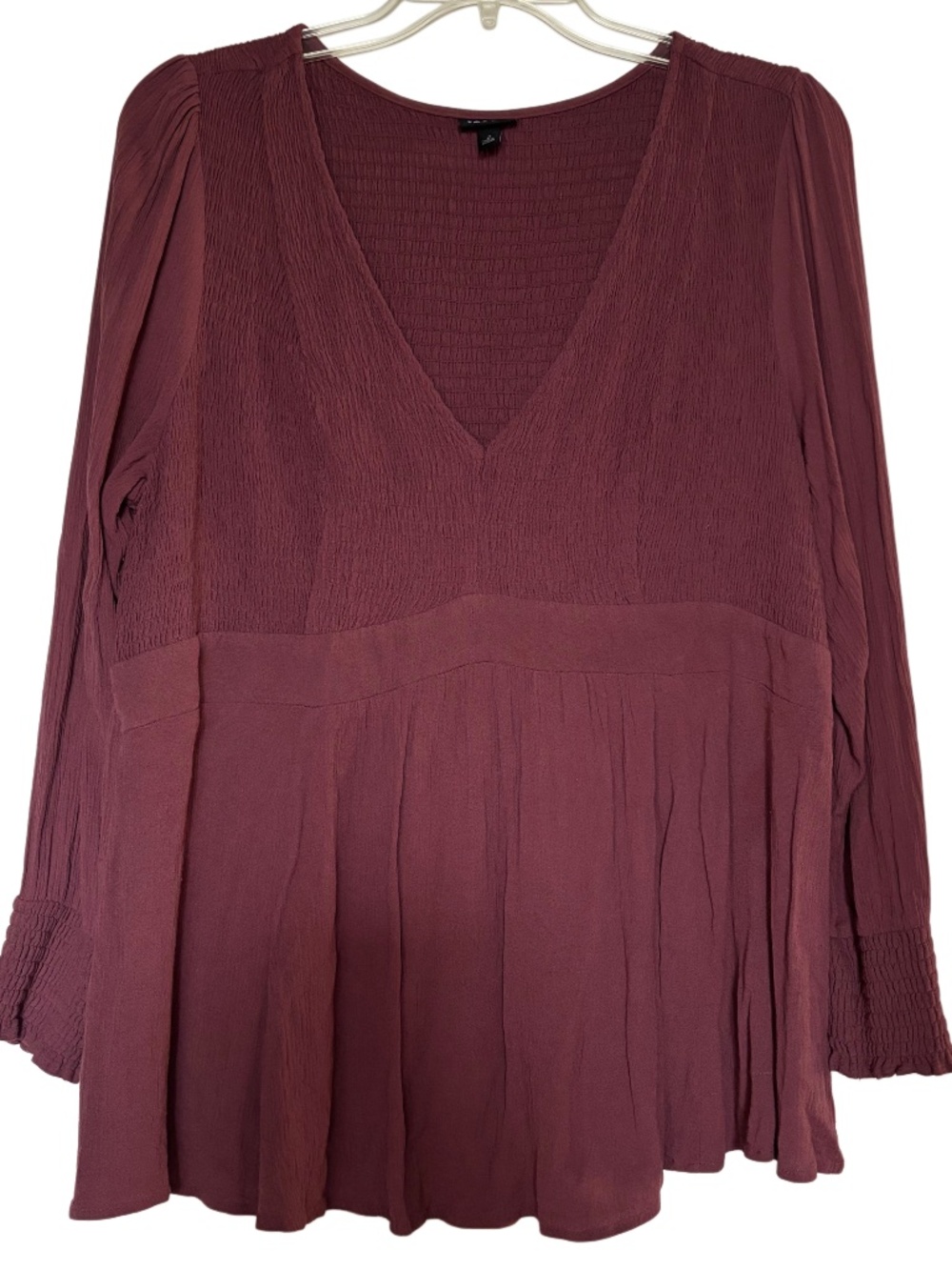 Women’s Torrid Babydoll Smocked Stretch Top in Dusty Rose Sz 2